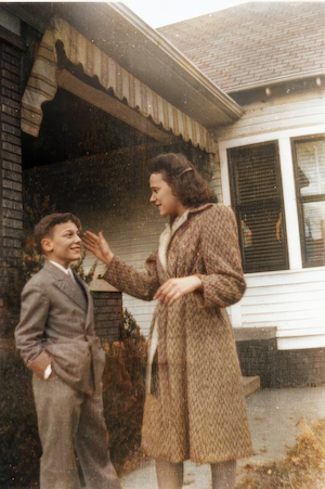 Stan Dumes and Dora Lieberman at William J. Dumes' house at 902 N. 2nd Street in Vincennes. 